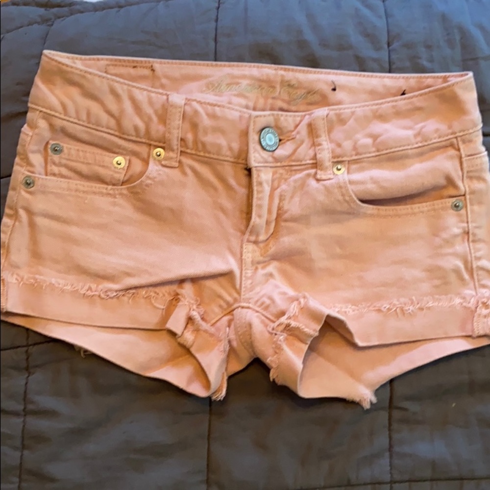Peach denim shorts